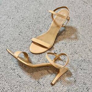 Anthropologie Tan and Cream Round Toe Strappy Heel Sandals Size 38